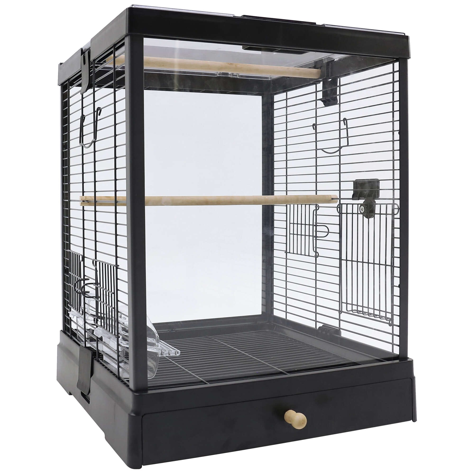 Jaula Para Hámster De Madera Con Ventana De Cristal Acrílico - Villa De Tilo, Tapa Plegable, Ventilación Triple, Hábitat Natural Para Roedores Pequeños