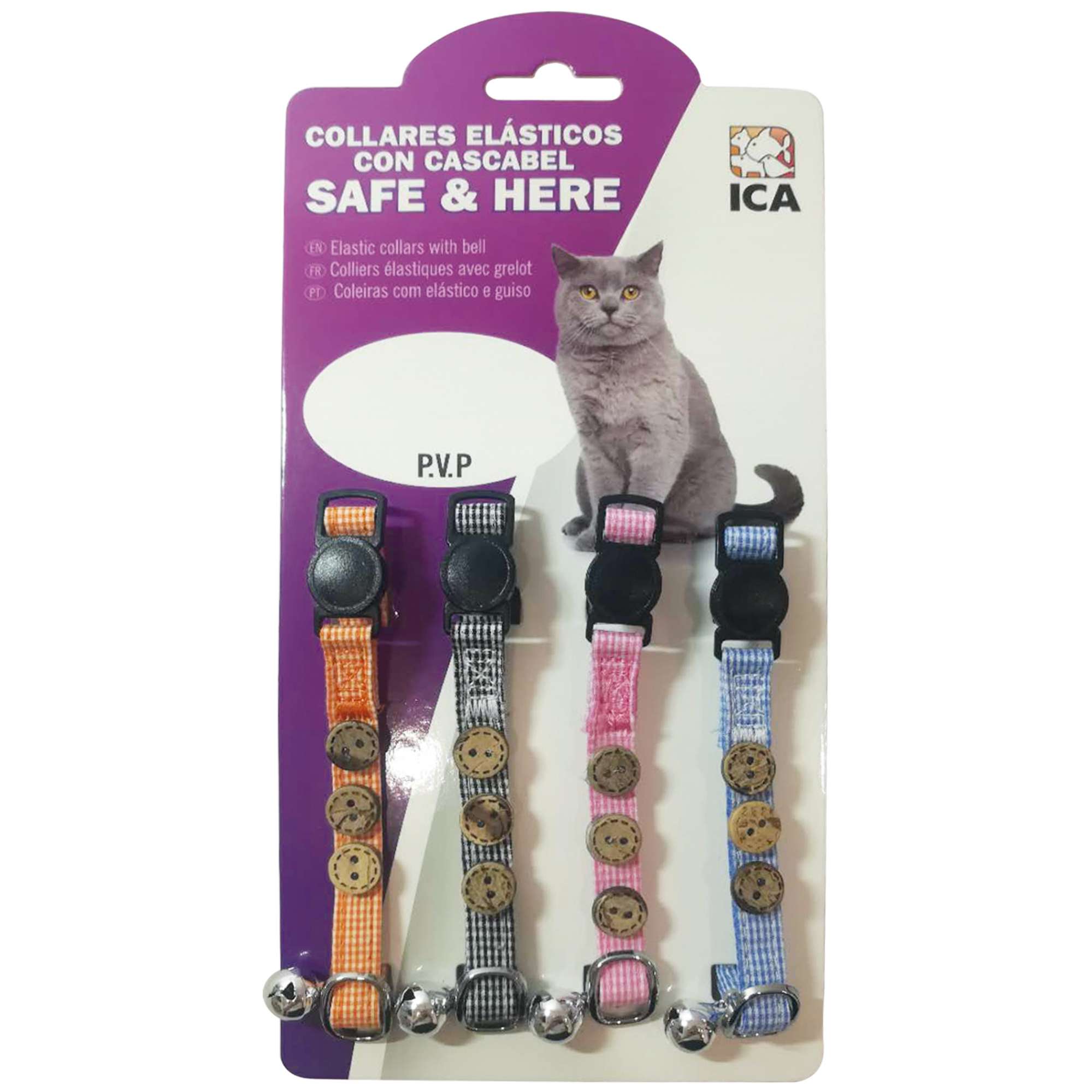 Collar de algodón con botones SAFE\u0026HERE para gatos — ICA S.A.