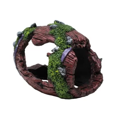 Ornamentos barril hundido marrón oscuro con algas de ICA (12.5 cm)