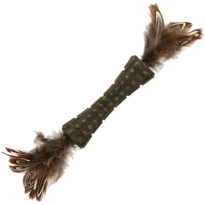 Johnny Stick doble pluma natural marrón con hierba gatera GiGwi (19 cm)