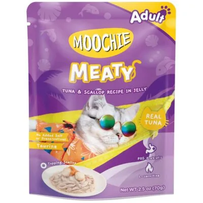 Pouch de atún y vieiras para gatos MOOCHIE delicias carnosas (70 g)