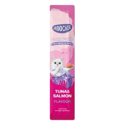 Snack monodosis de atún y salmón para gatos MOOCHIE Fairy Purée