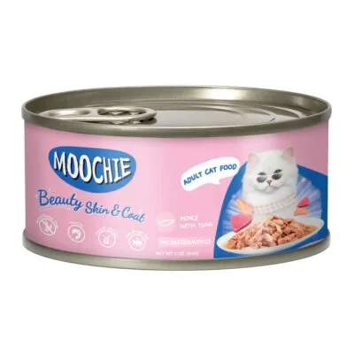 Lata de atún y pollo para gatos MOOCHIE Belleza de piel y pelaje (85 g)