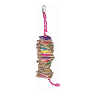 Juguete de cartón y madera para pájaros (21 cm)