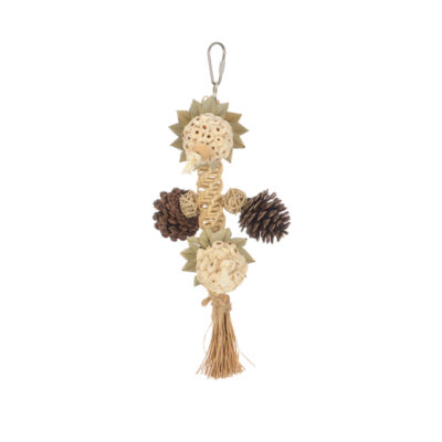 Juguete piñas y girasoles natural para pájaros (24 cm)