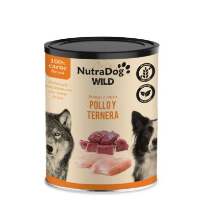 Lata de pollo y ternera para perros NutraDog WILD