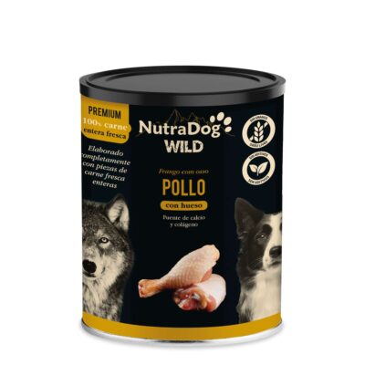Lata de pollo con hueso para perros NutraDog WILD PREMIUM (400 g)