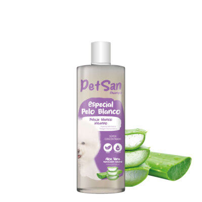 Champú especial pelo blanco con Aloe Vera para perros PetSan