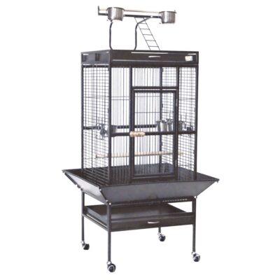 Jaula PARQUE gris-forja con pie exterior para pájaros (164 cm)