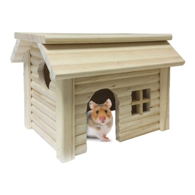 Accesorio de recreo Casita de madera con ventana para roedores (15 cm)