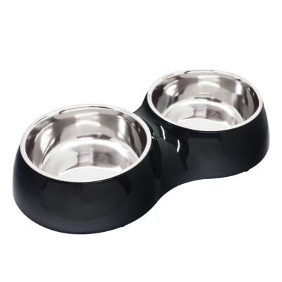 Comedero doble de acero inoxidable Home negro