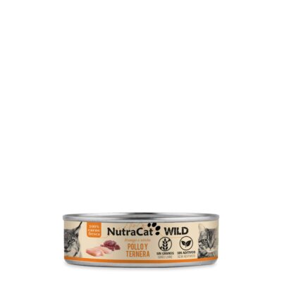 Lata de pollo y ternera para gatos NutraCat WILD (80 g)