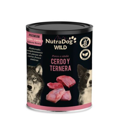 Lata de cerdo y ternera para perros NutraDog WILD PREMIUM