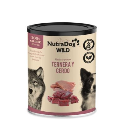 Lata de ternera y cerdo para perros NutraDog WILD