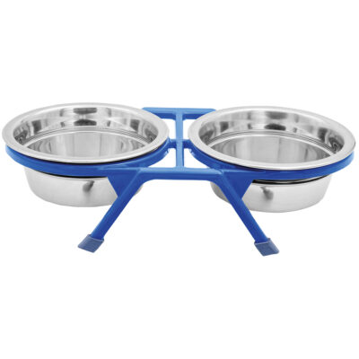 Comedero doble con pie plástico azul XT-DOG